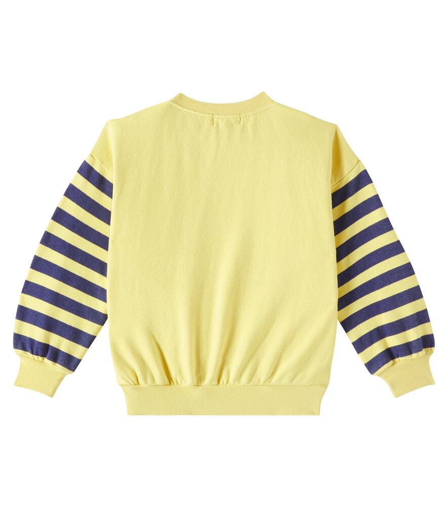 Bobo Choses Logo Striped Cotton Jersey Sweatshirt In Yellow