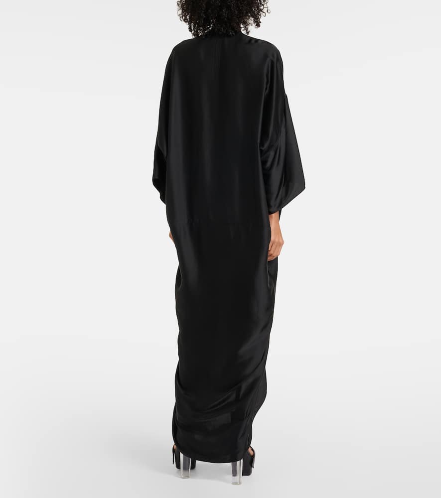 Rick Owens Draped-sleeve V-neck Caftan Gown In Black