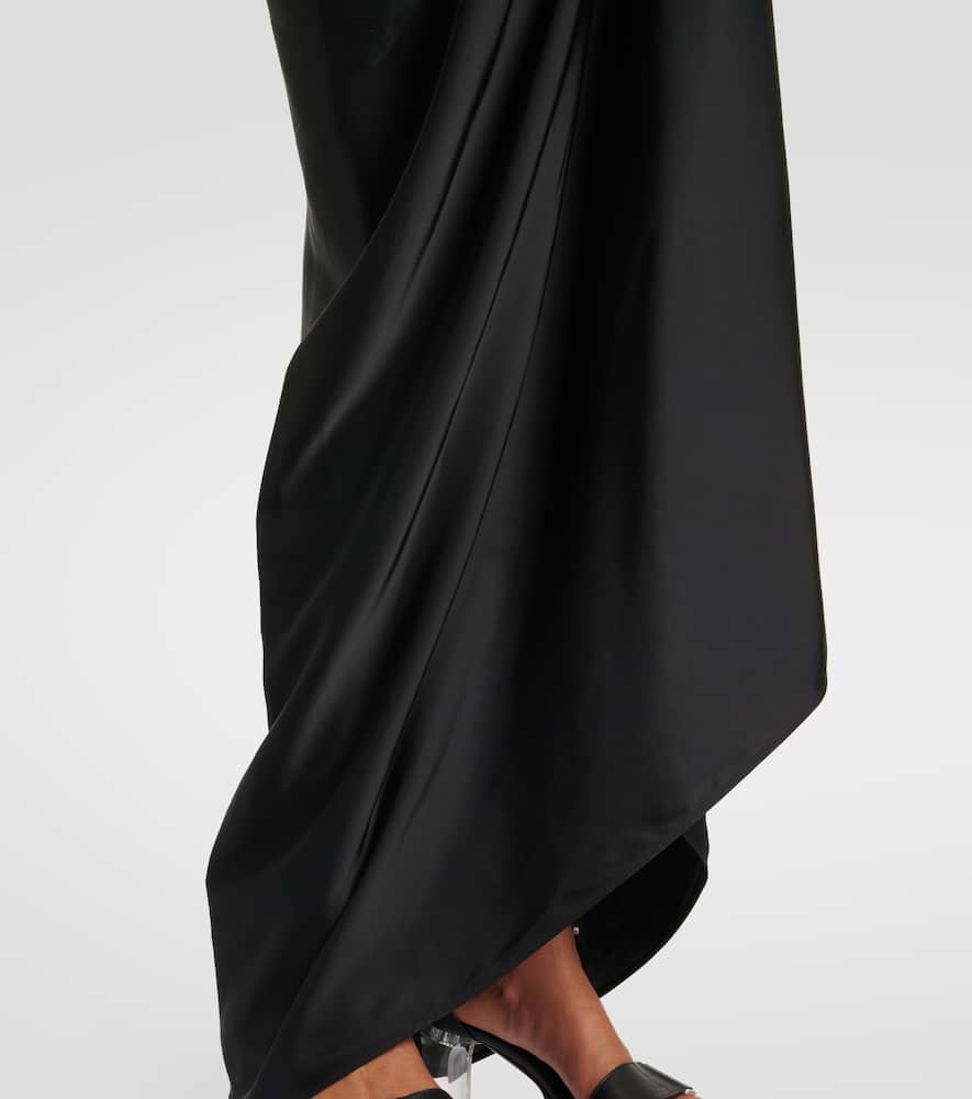 Rick Owens Draped-sleeve V-neck Caftan Gown In Black