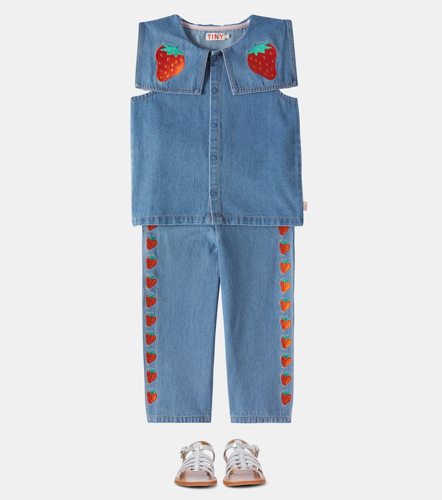TINYCOTTONS STRAWBERRIES DENIM BLOUSE