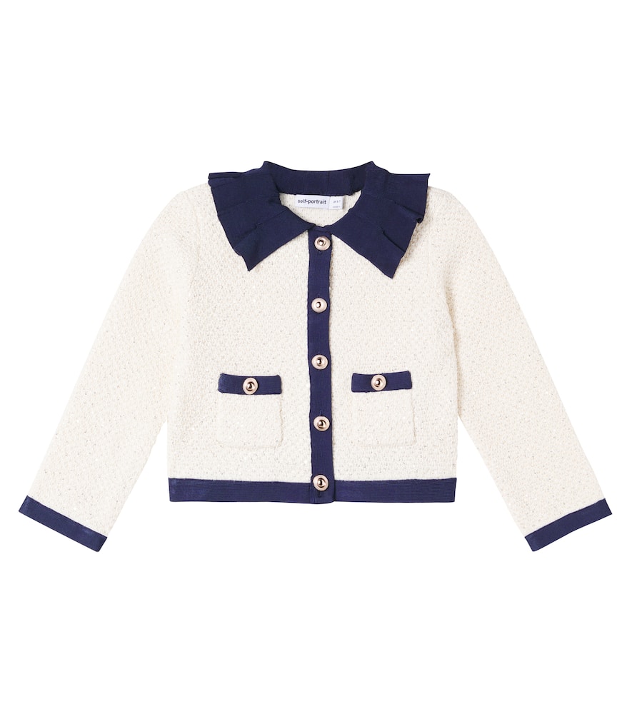 Self-portrait Floral Cotton And Wool-blend Cardigan In White