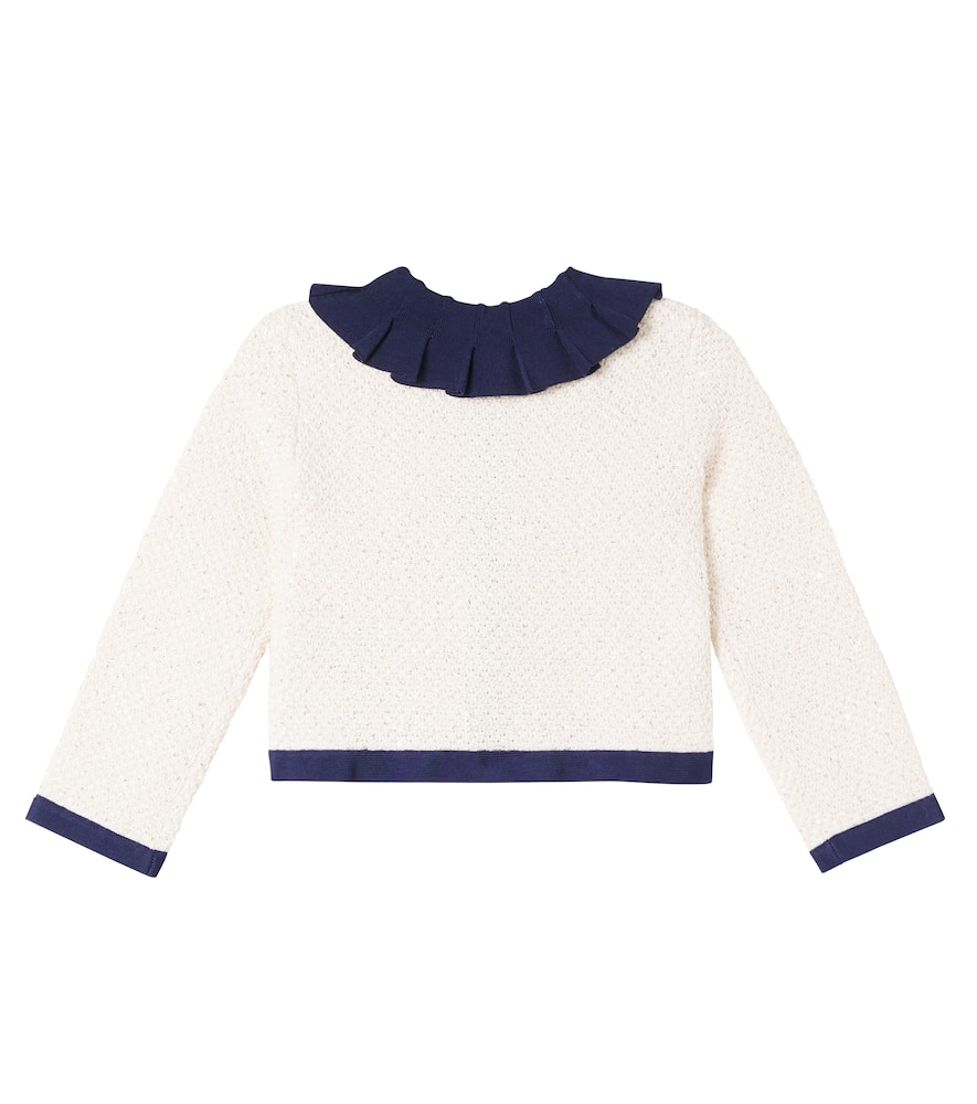 Self-portrait Floral Cotton And Wool-blend Cardigan In White
