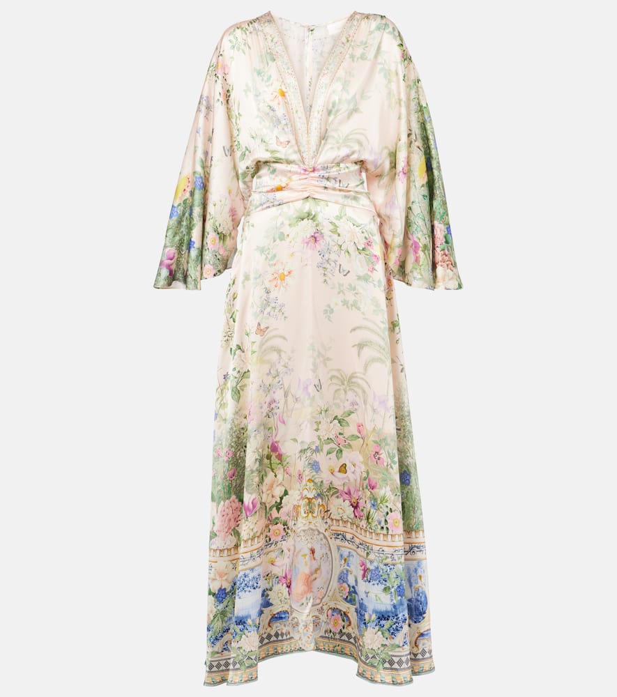 Crystal-embellished silk maxi dress