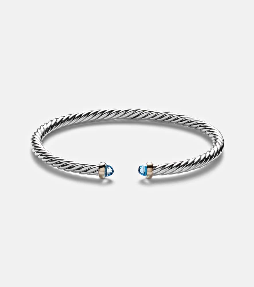 Cable Flex sterling silver and 14kt gold cuff bracelet with topazes