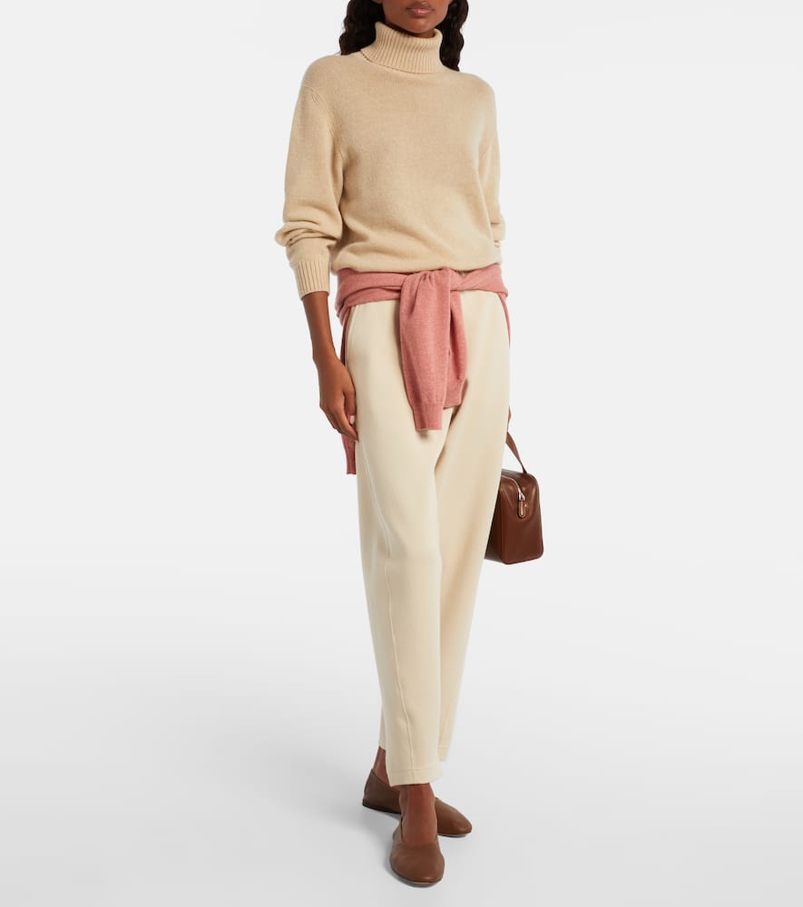 Loro Piana Viera Cotton And Silk-blend Tapered Pants In Neutral