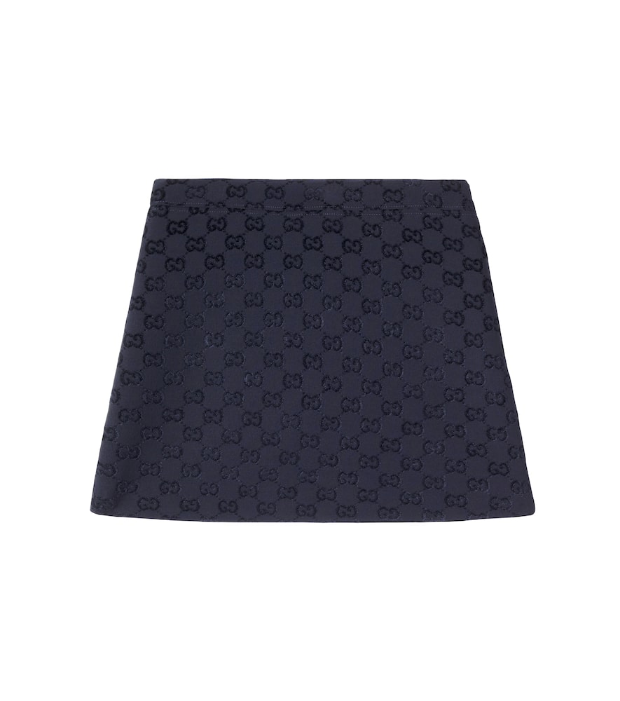 Gucci Gg Faux Leather-trimmed Skirt In Gray