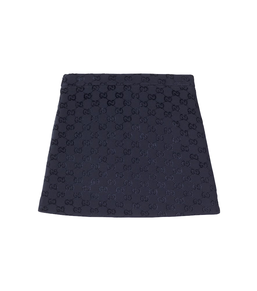 Gucci Gg Faux Leather-trimmed Skirt In Gray