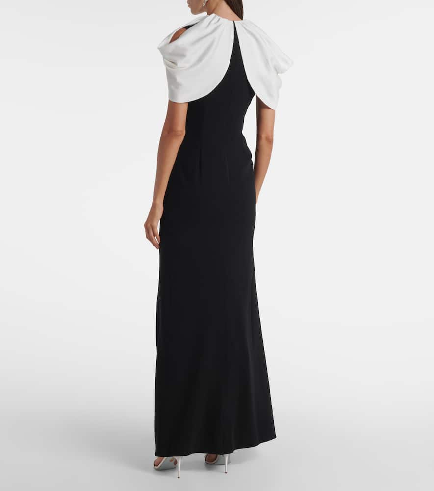 Roland Mouret Embellished Caped Satin Crepe Gown In Multi