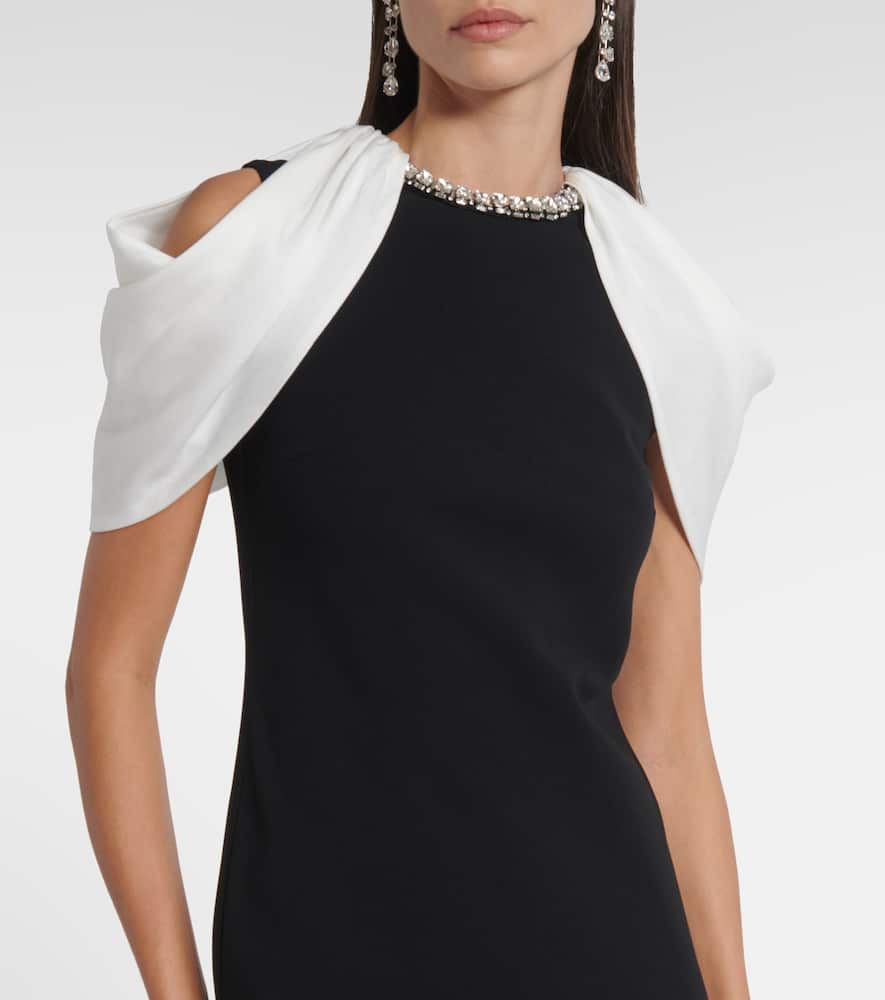 Roland Mouret Embellished Caped Satin Crepe Gown In Multi