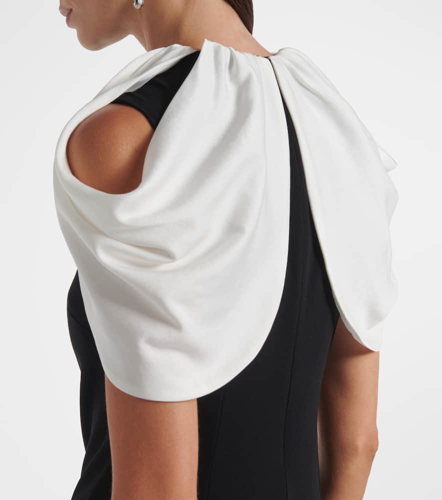 Roland Mouret Embellished Caped Satin Crepe Gown In Multi