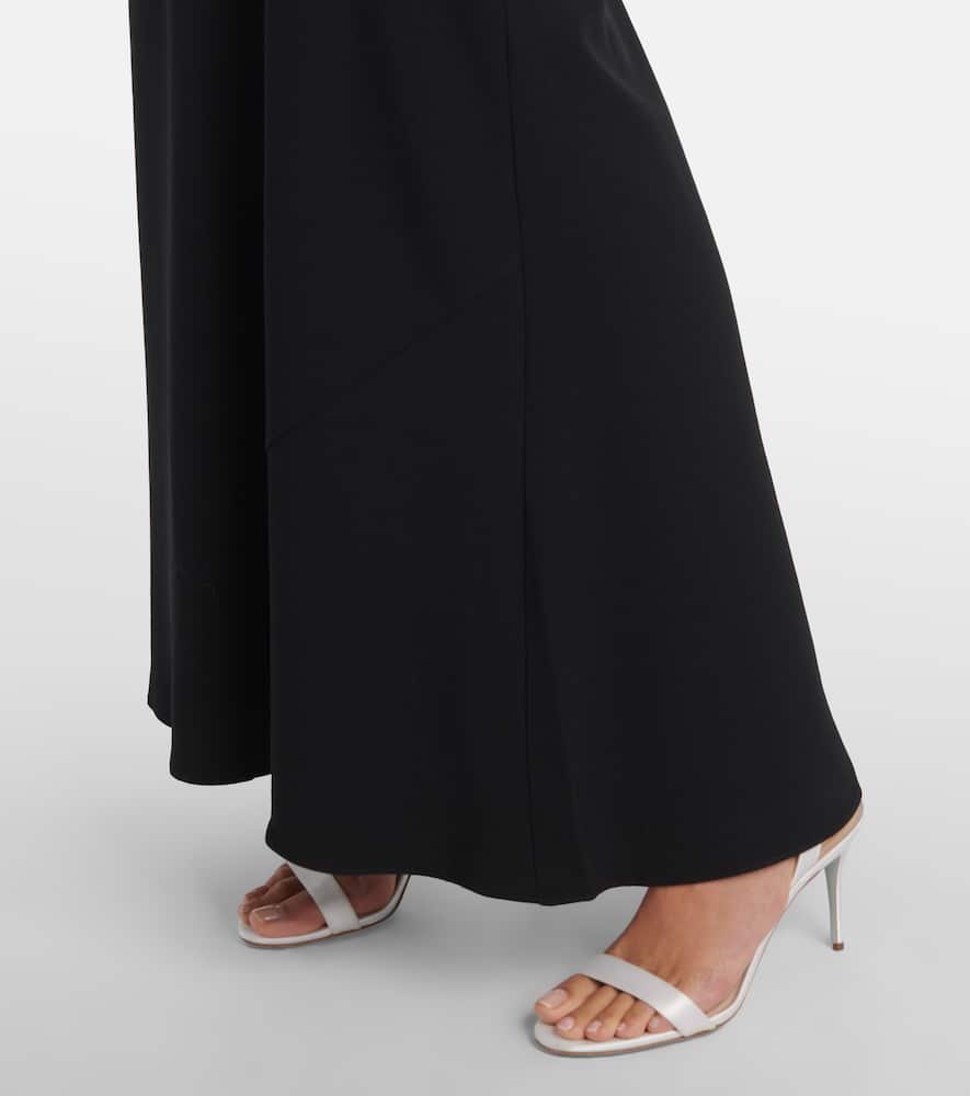 Roland Mouret Embellished Caped Satin Crepe Gown In Multi