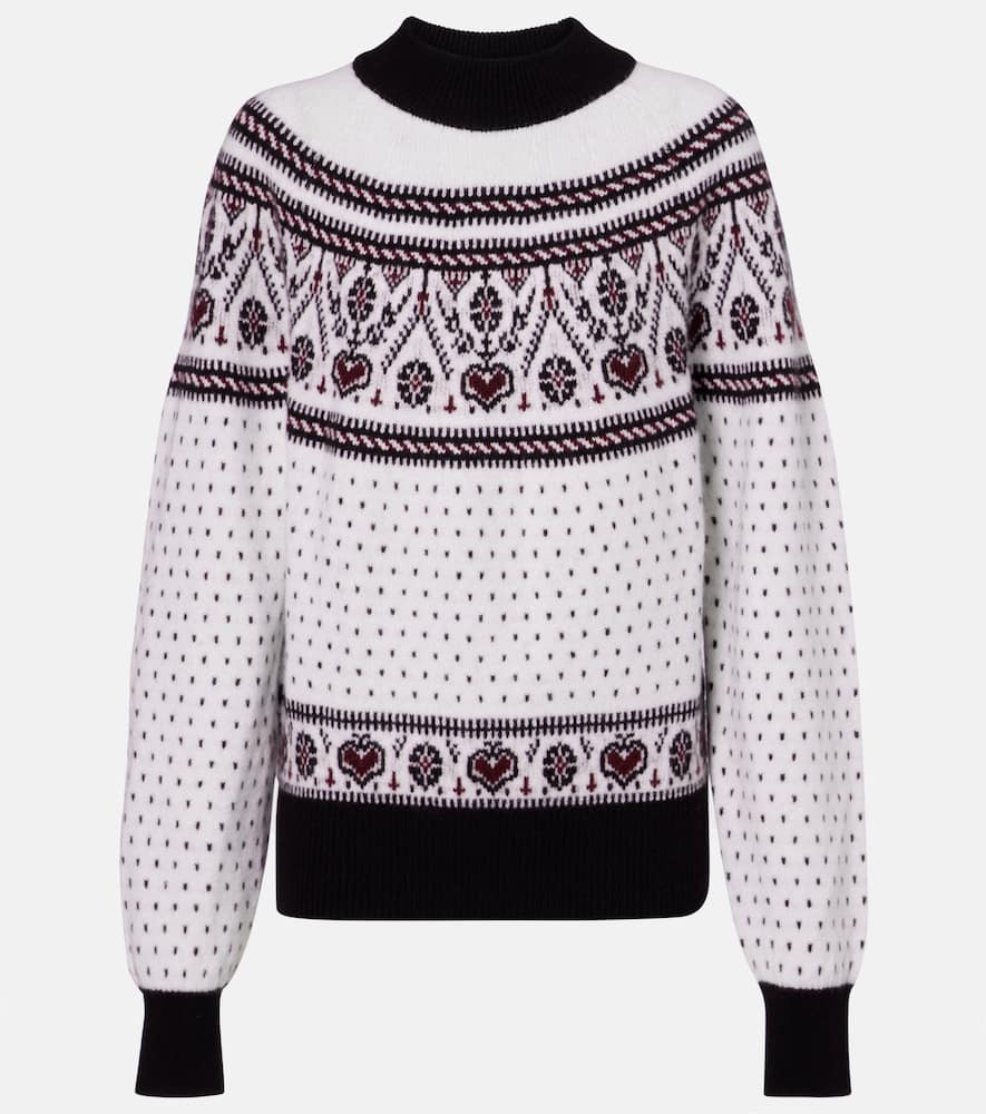 Khaite Guy Fair Isle Cashmere Sweater In White