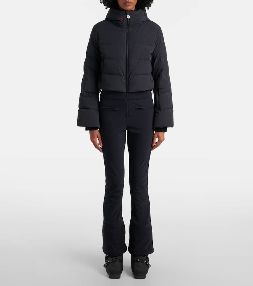 Perfect Moment Polar Flare Down Ski Suit In Black