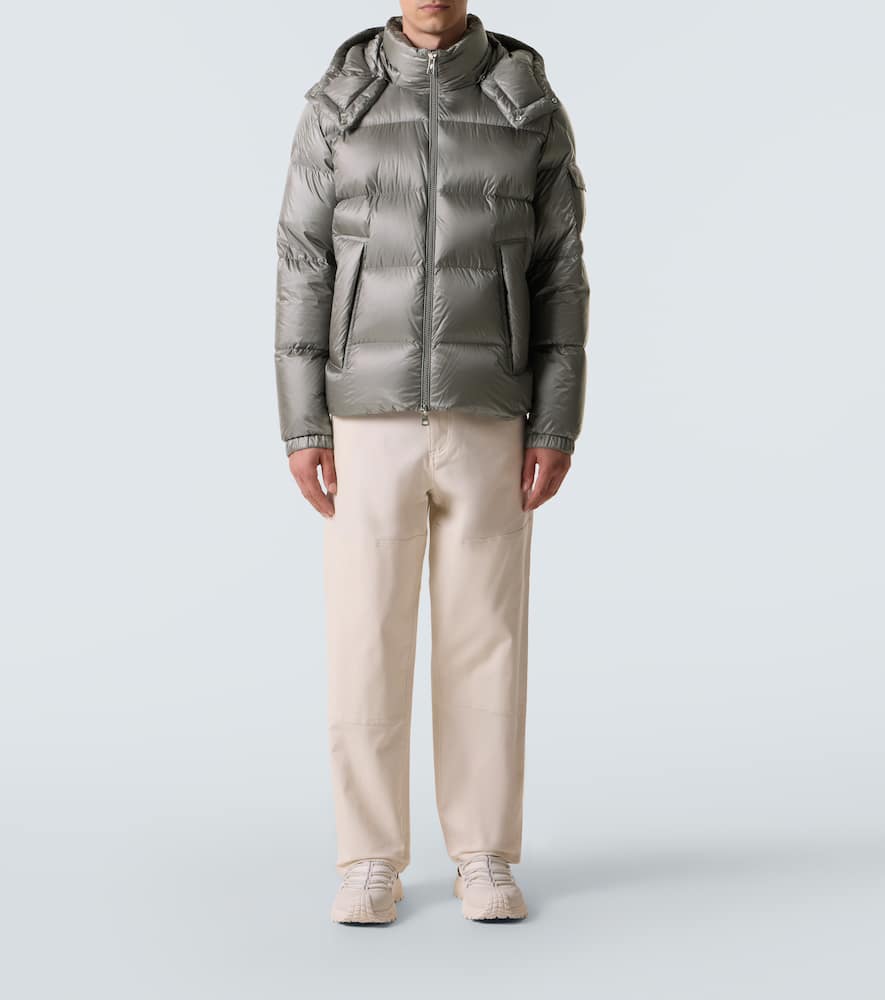 Moncler Couyere Short Down Jacket With Hood In Gray