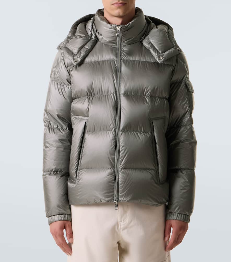Moncler Couyere Short Down Jacket With Hood In Gray