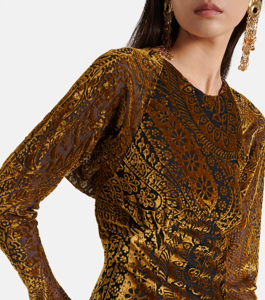 Etro Paisley Jacquard Maxi Dress In Brown