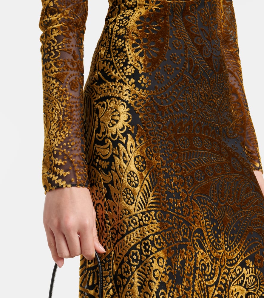 Etro Paisley Jacquard Maxi Dress In Brown