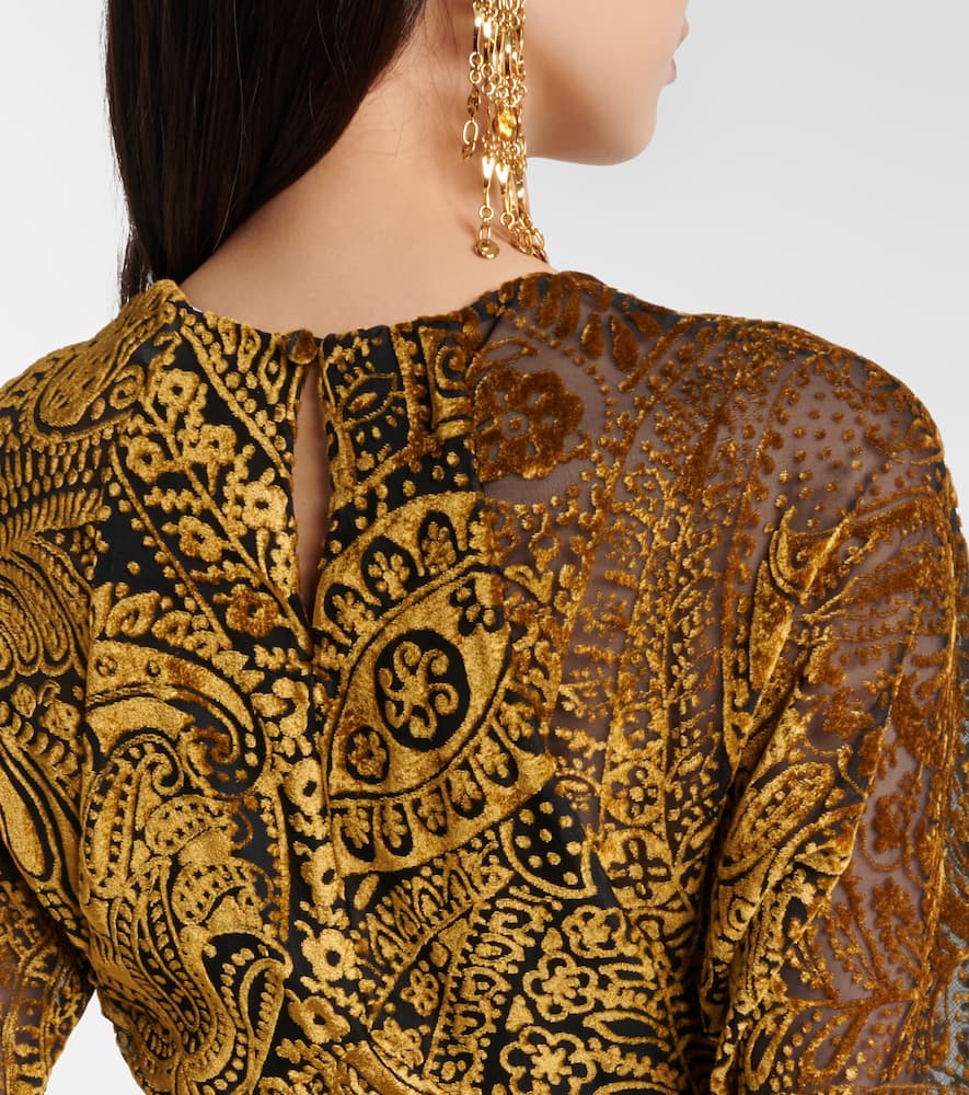 Etro Paisley Jacquard Maxi Dress In Brown