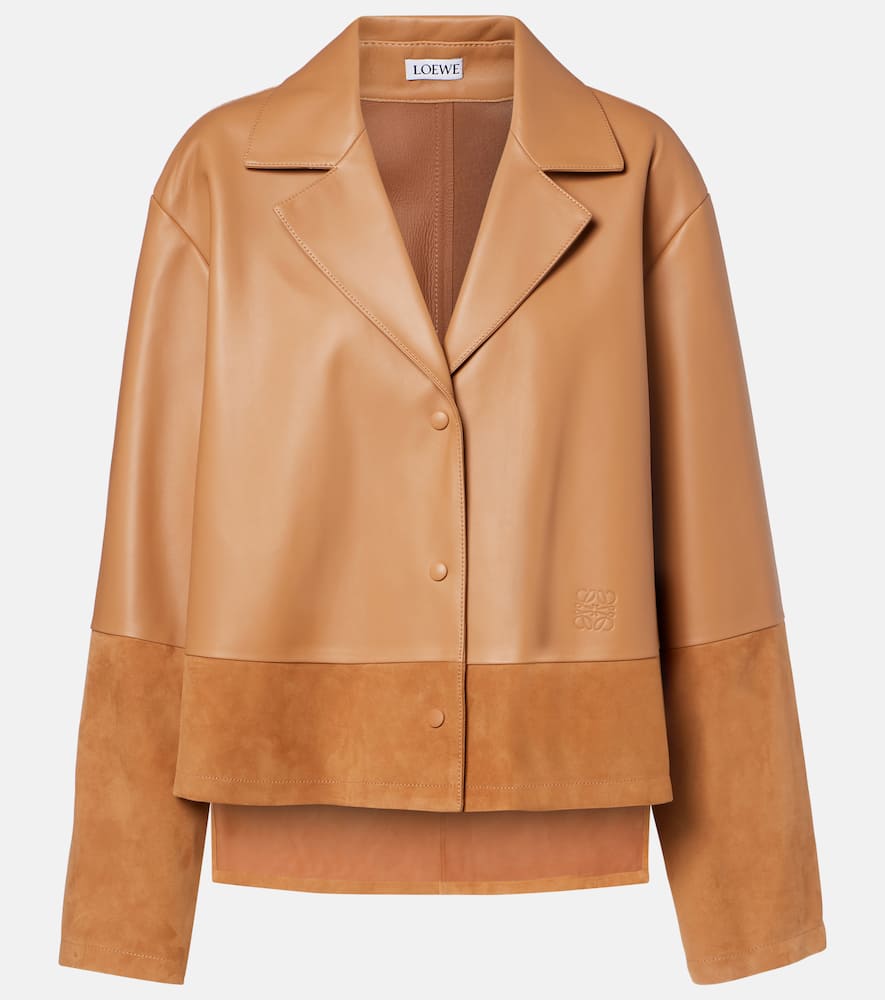 Loewe Pyjama Leather And Suede Jacket In Brown