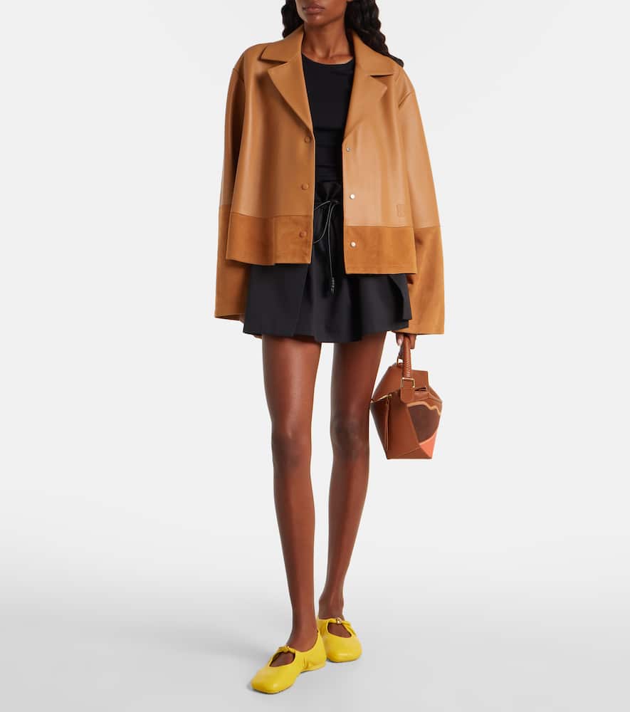 Loewe Pyjama Leather And Suede Jacket In Brown
