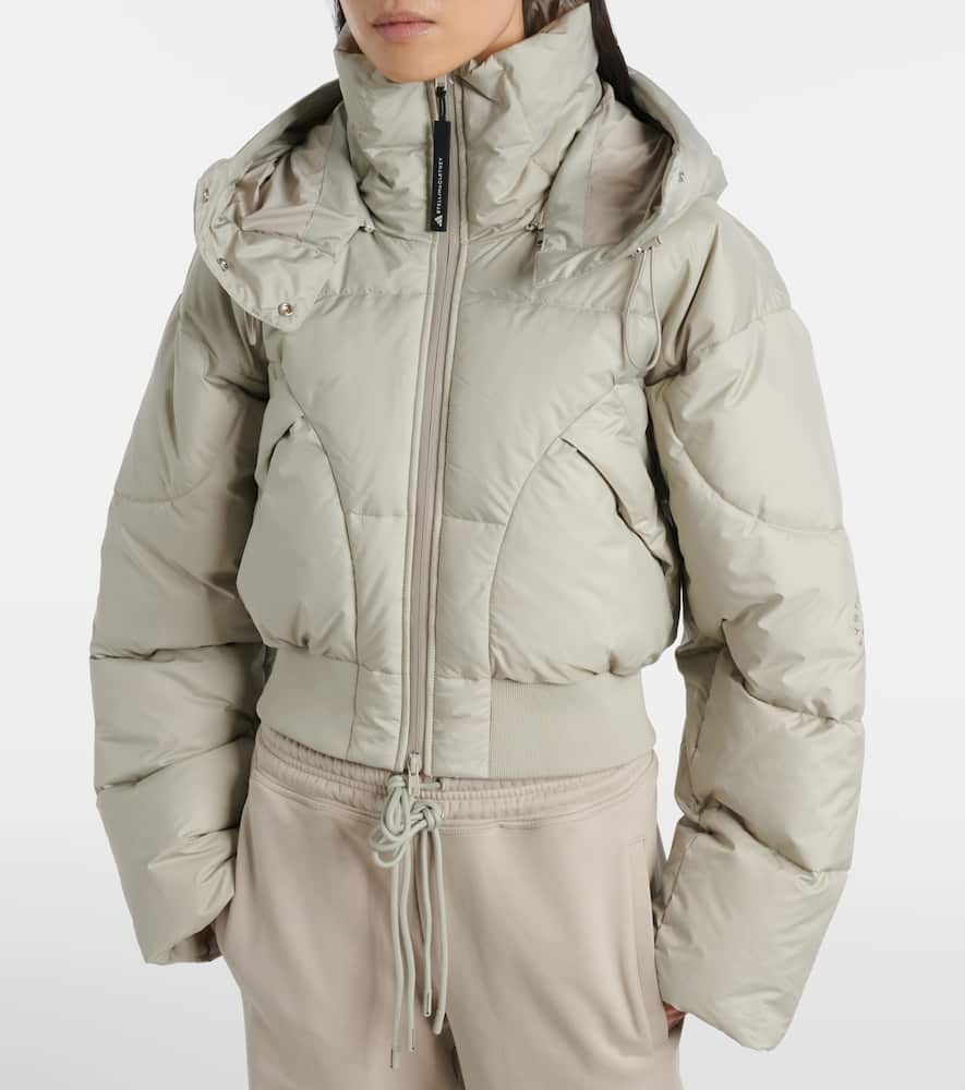 Adidas By Stella Mccartney Quilted Cropped Puffer Jacket In Gray