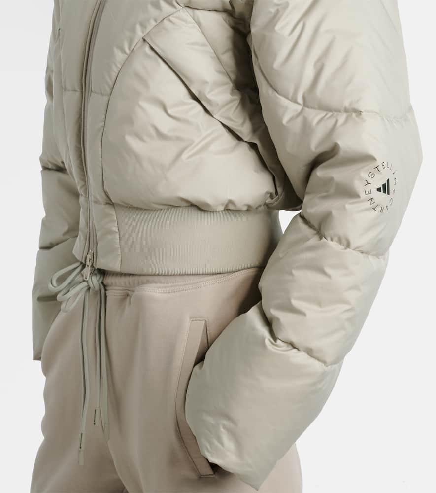 Adidas By Stella Mccartney Quilted Cropped Puffer Jacket In Gray