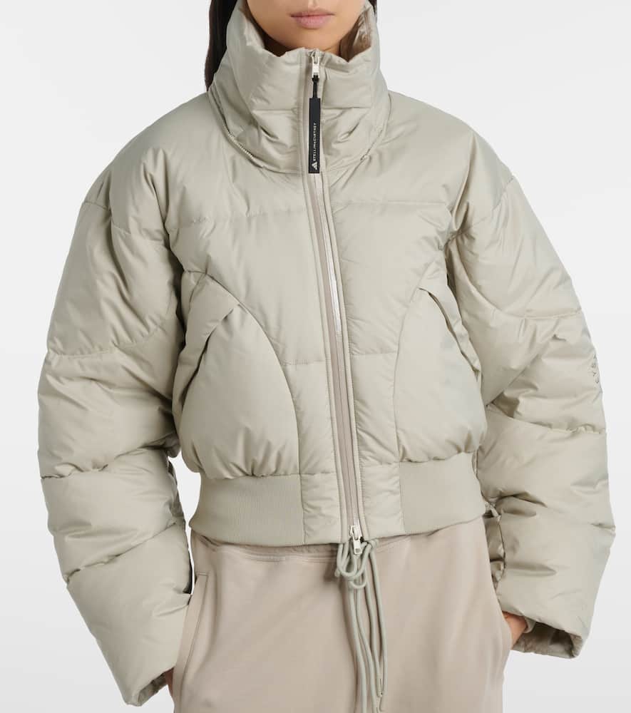 Adidas By Stella Mccartney Quilted Cropped Puffer Jacket In Gray