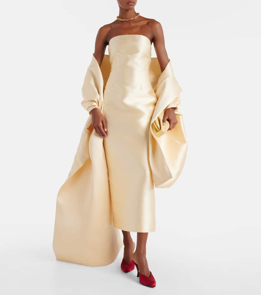 Solace London Renee Caped Gown In Neutral