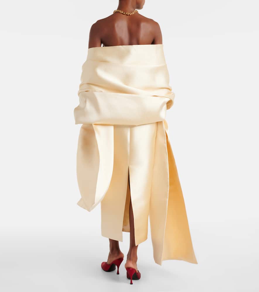 Solace London Renee Caped Gown In Neutral
