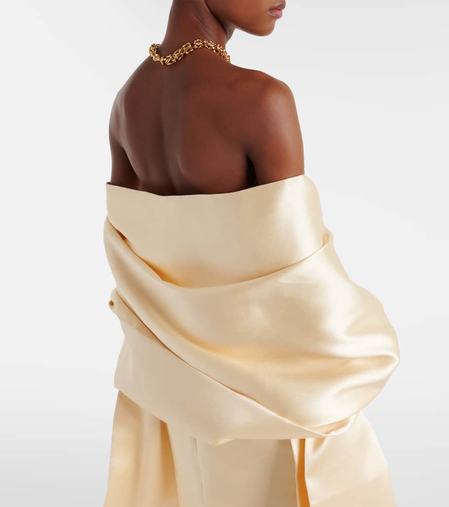 Solace London Renee Caped Gown In Neutral