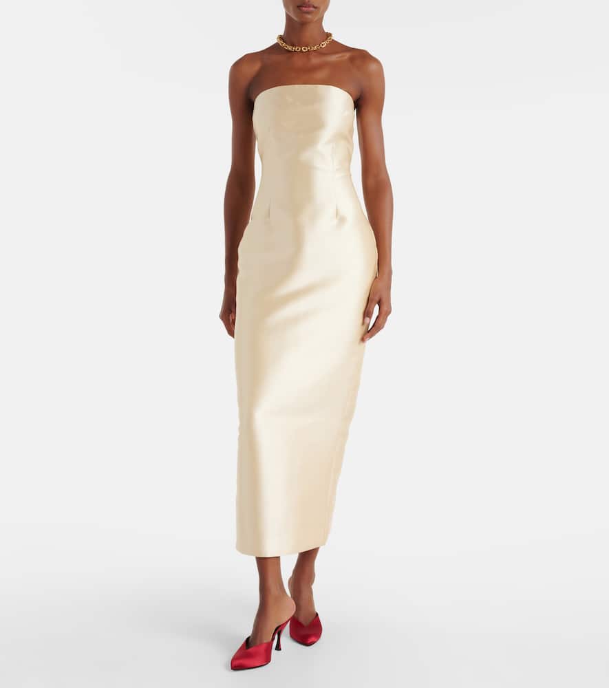 Solace London Renee Caped Gown In Neutral