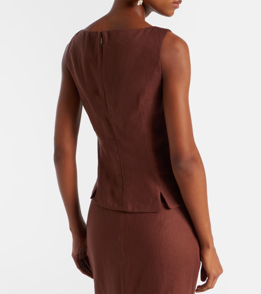 Posse Sabine Linen Top In Brown