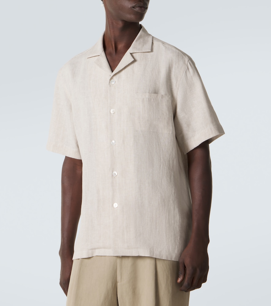  Fedeli Fedeli Striped Linen Bowling Shirt 