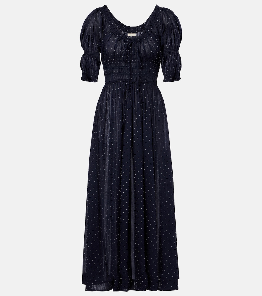 Doen Dôen Ischia gathered polka-dot cotton midi dress
