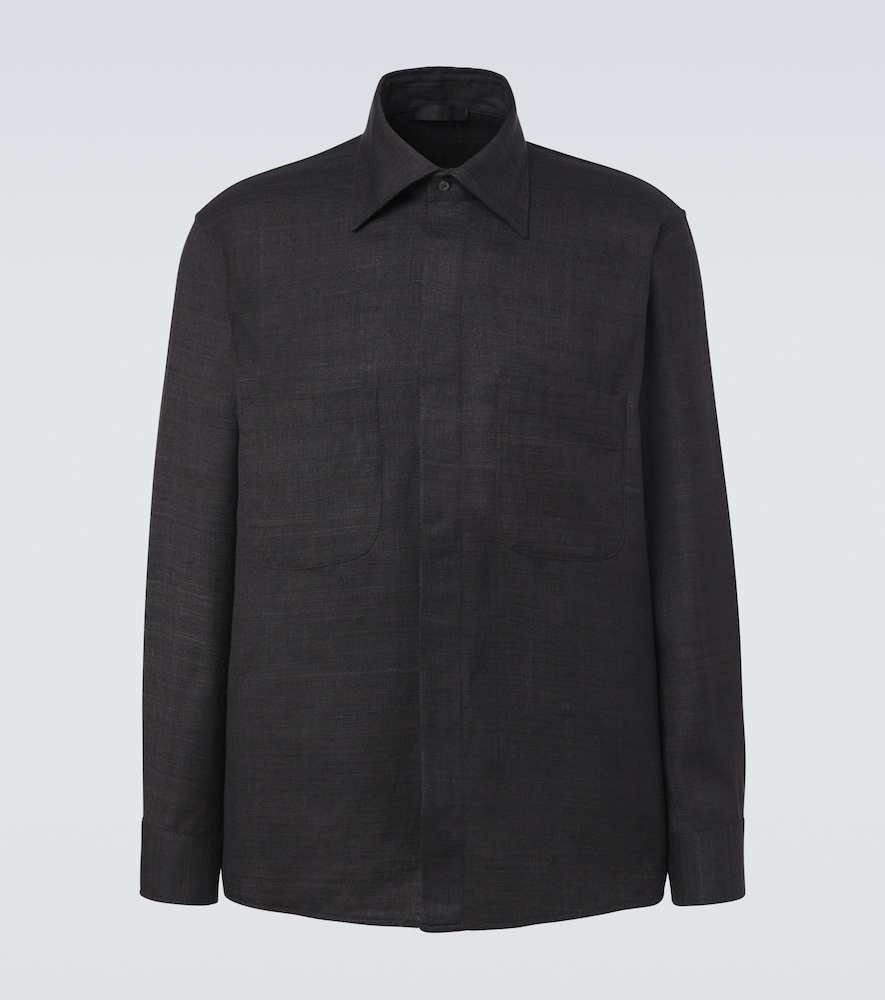Saman Amel Regis Silk Shirt Jacket In Black