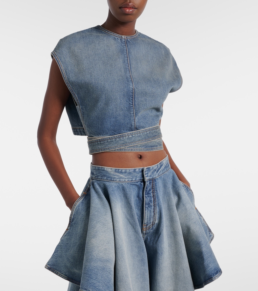  Alaia Alaia Belted Denim Crop Top 