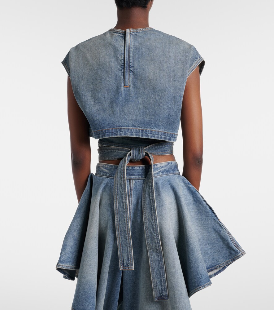  Alaia Alaia Belted Denim Crop Top 