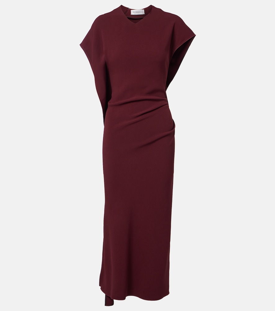 Victoria Beckham Women's Burgundy Victoria Draped Cady Midi Dress UK Size 6 - Mytheresa