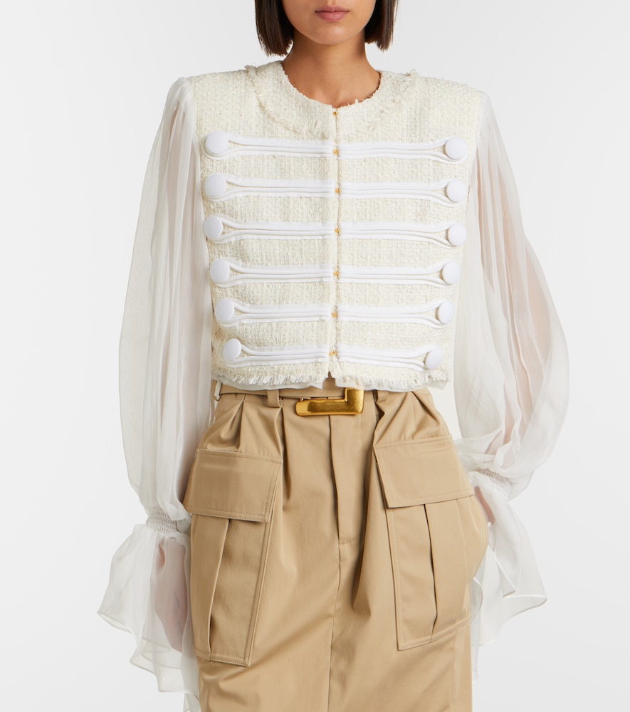 Balmain Silk-trimmed bouclé jacket