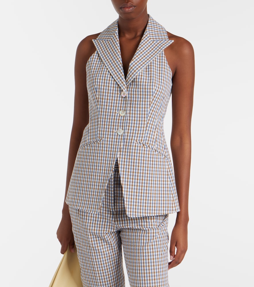 Veronica Beard Gingham cotton seersucker vest