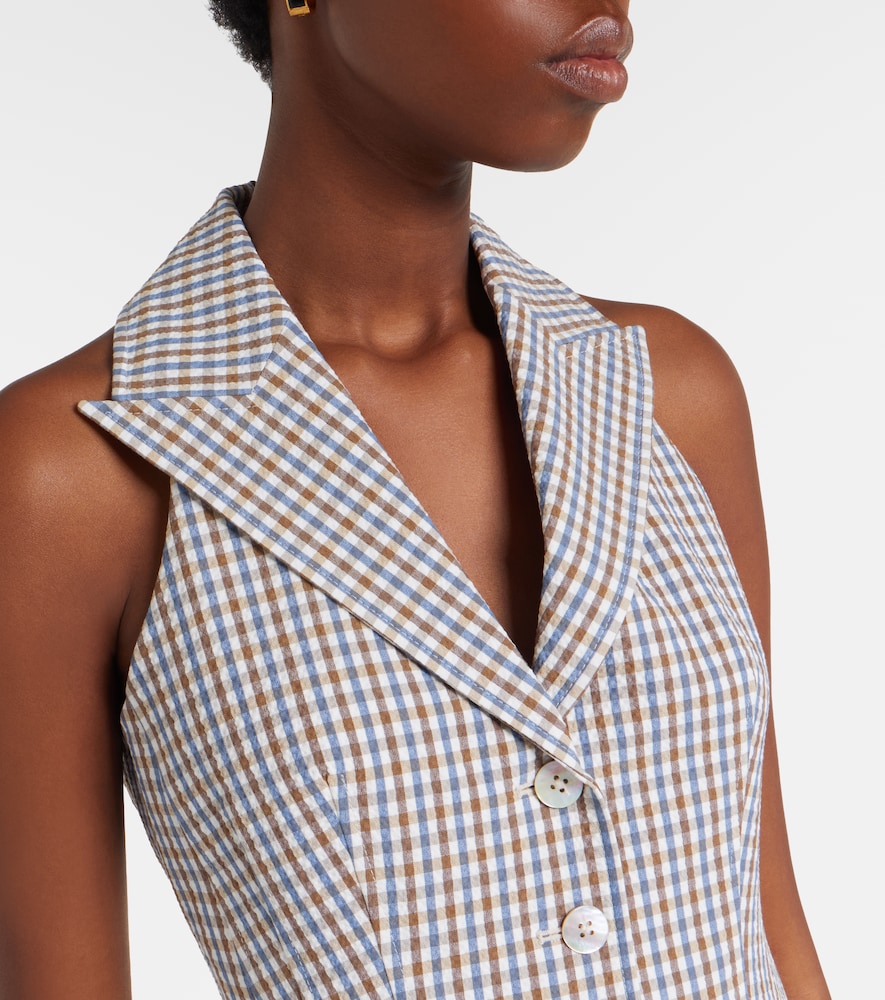 Gingham Cotton Seersucker Vest