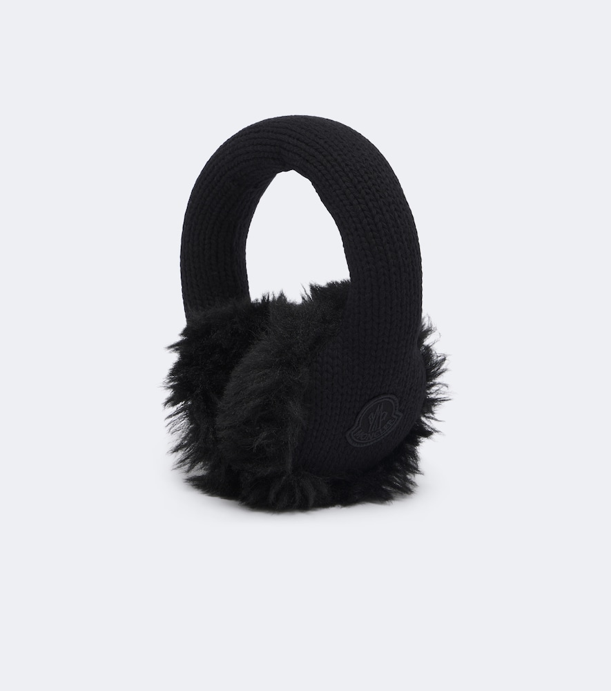 Moncler Donna Paraorecchie In Lana Vergine A Coste Nero Unica- Mytheresa