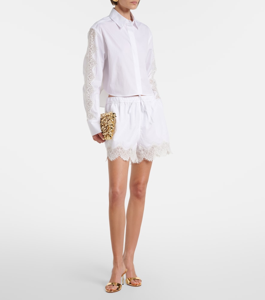 Simkhai Lace-trimmed cotton shorts
