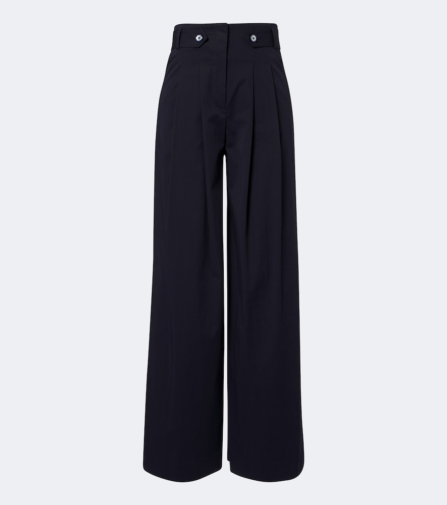 Veronica Beard Women's Blue Allman Pleated Cotton-Blend Wide-Leg Pants UK Size 14 - Mytheresa