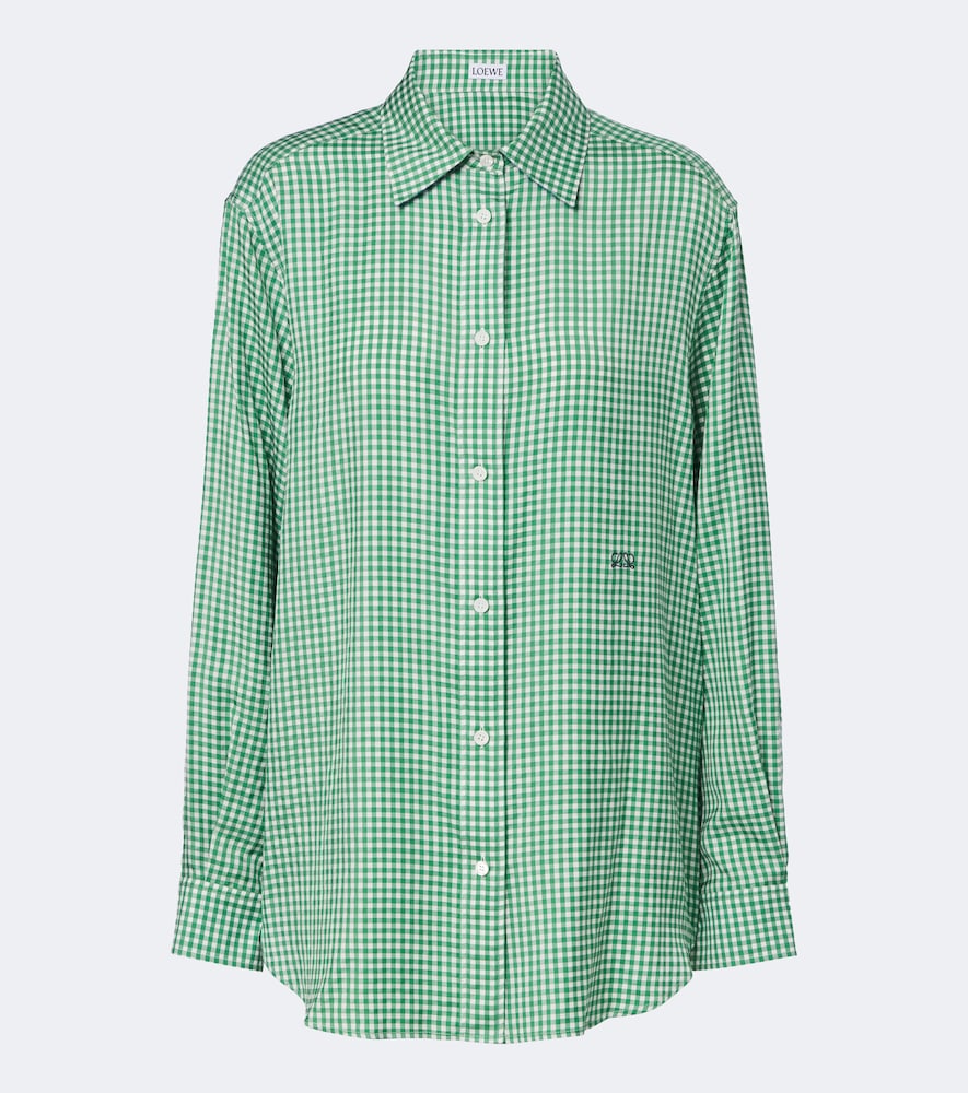 Camicia Double L in twill di seta a quadri