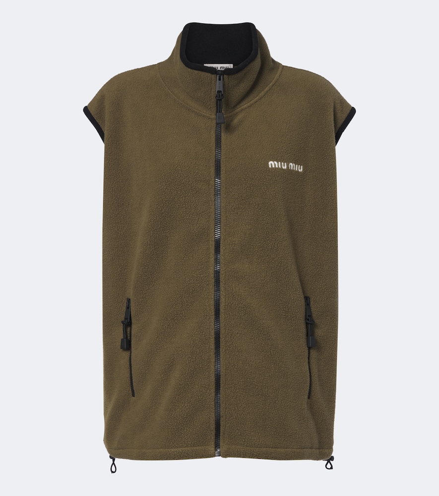 Miu Miu Fleece Vest In Grün