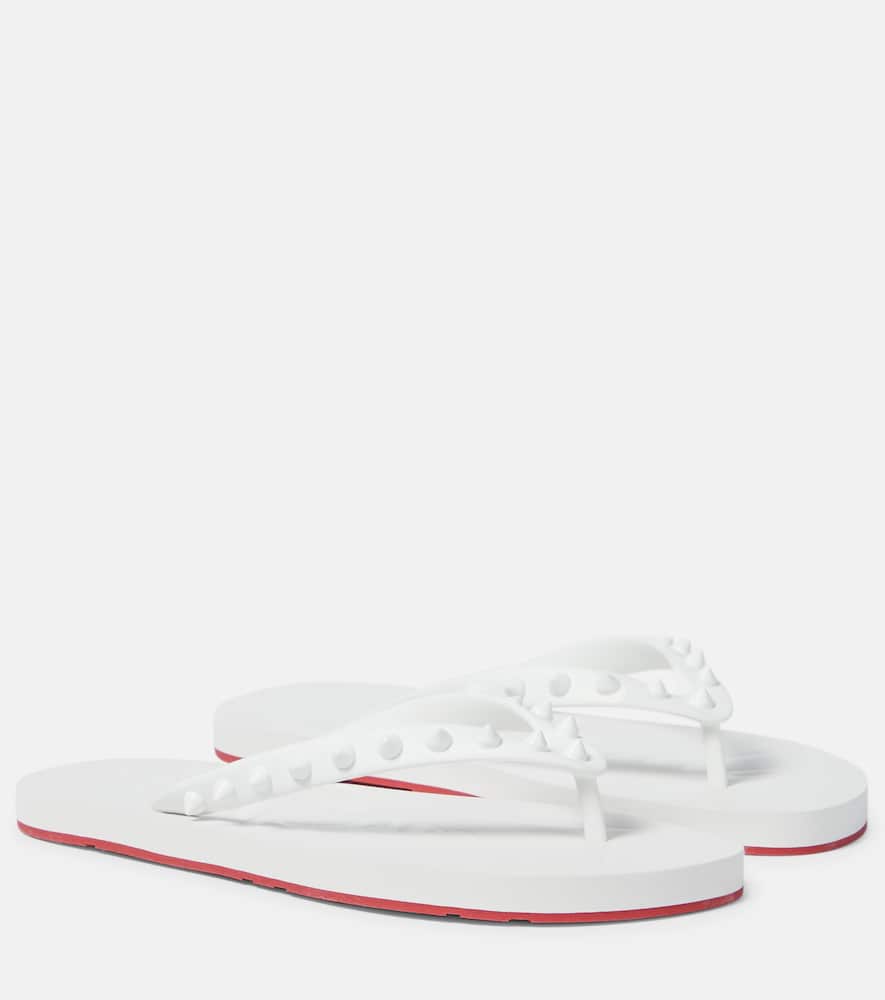 Christian Louboutin 10mm Loubi Flip Rubber Flip Flops In White