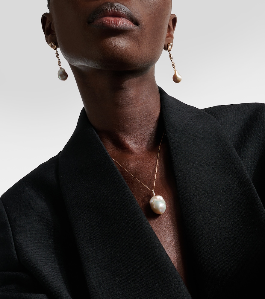 Mateo 14kt gold necklace with Baroque pearl and diamonds