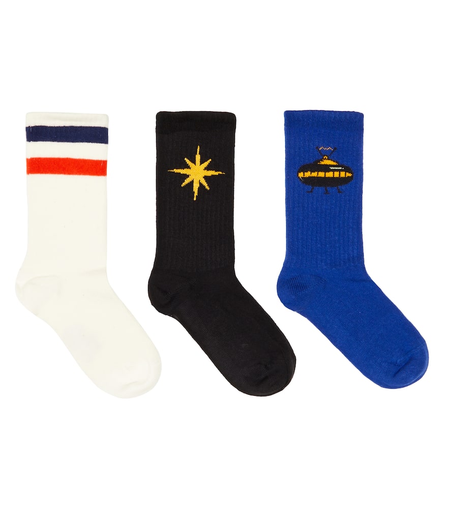 Mini Rodini Set of 3 printed cotton-blend socks