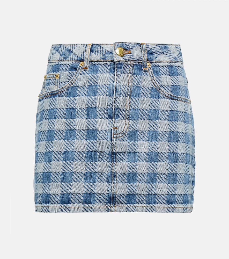 AMI ALEXANDRE MATTIUSSI CHECKED DENIM MINISKIRT